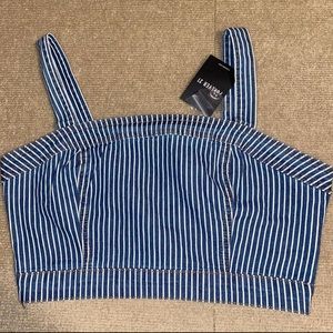 denim pinstripe crop top